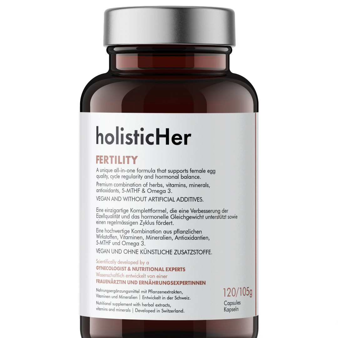 holisticHer Fertility supplement for women with vegan DHA omega-3 and fertility-supporting nutrients