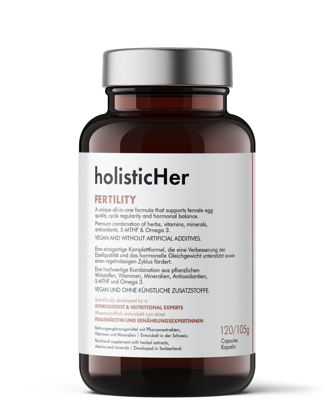 holisticHer Fertility supplement for women with vegan DHA omega-3 and fertility-supporting nutrients